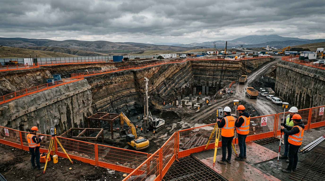 Geoteknik mühendislik sahasında çalışan ekip